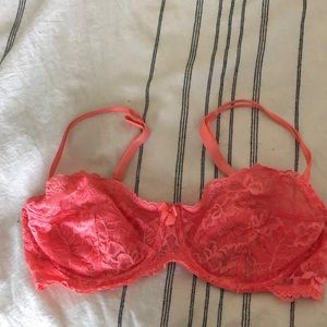 Unlined Lace bra coral